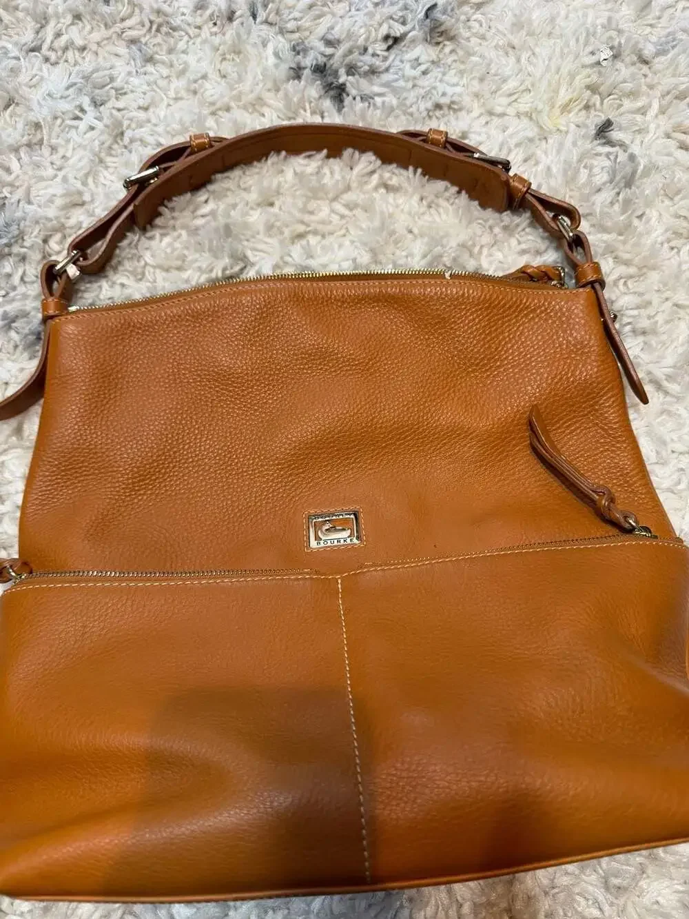 Dooney & Bourke Dillen Medium Pocket Sac Brown Pebbled Leather Hobo Shoulder Bag